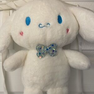 Cinnamoroll Stuffie Back Pack with zipper in the head, adjustable ribbon straps!